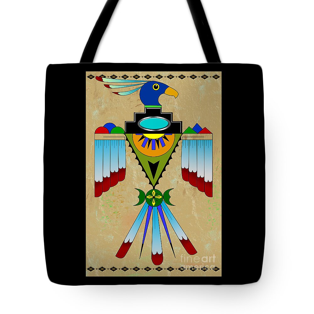 Native American Tote Bag featuring the digital art Southwest Bird Symbol by Tim Hightower