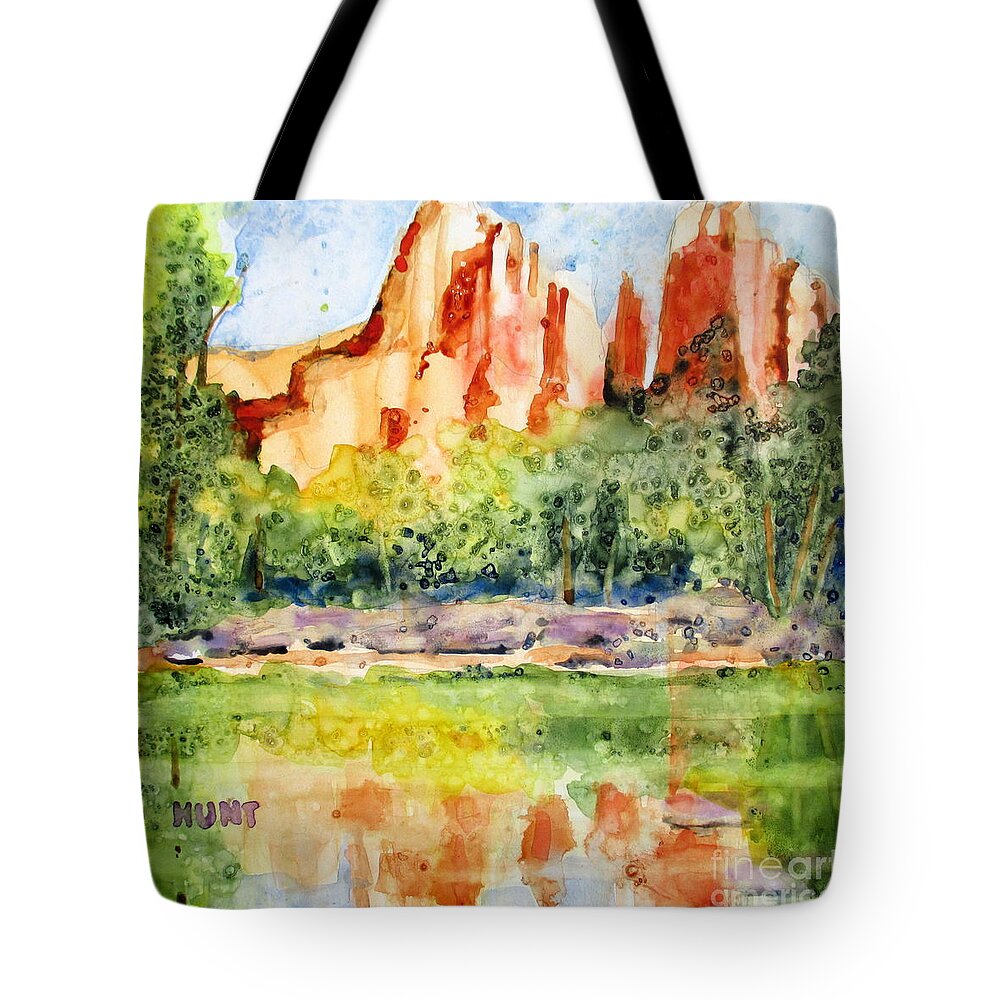 Landscape Tote Bag featuring the painting Southwest Reflections by Shirley Braithwaite Hunt
