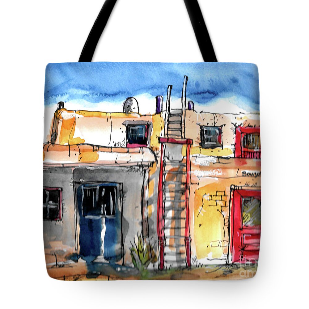 Southwest Tote Bag featuring the painting Southwestern Home by Terry Banderas