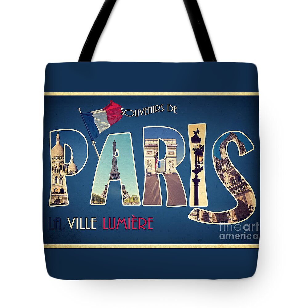 Souvenirs de Paris, vintage postcard Tote Bag by Delphimages Paris  Photography - Fine Art America