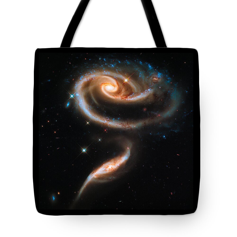 Space Tote Bag featuring the digital art Space image Galaxy rose by Matthias Hauser