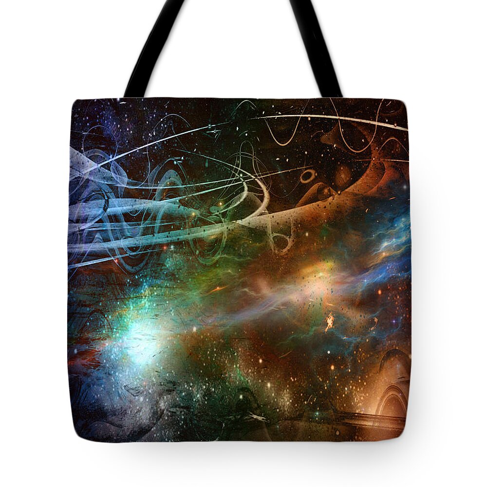 Space Time Continuum Tote Bag featuring the digital art Space Time Continuum by Linda Sannuti