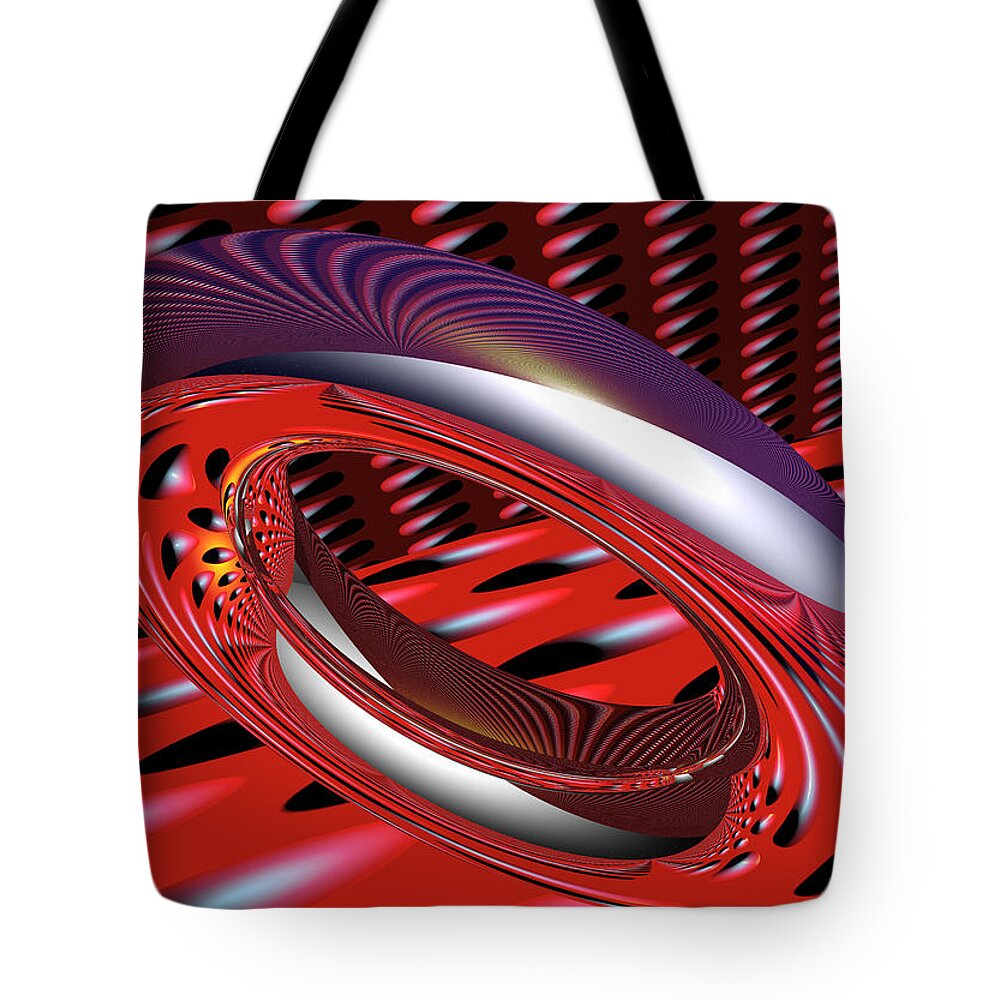 Ring Tote Bag featuring the digital art Space Trilogy- by Robert Orinski