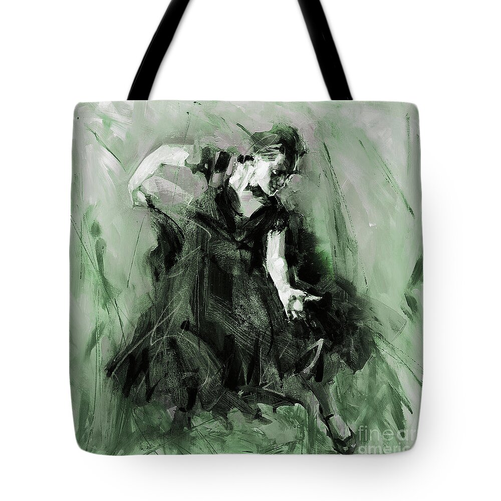 Dance Tote Bag featuring the painting Spanish Flamenco dancer by Gull G
