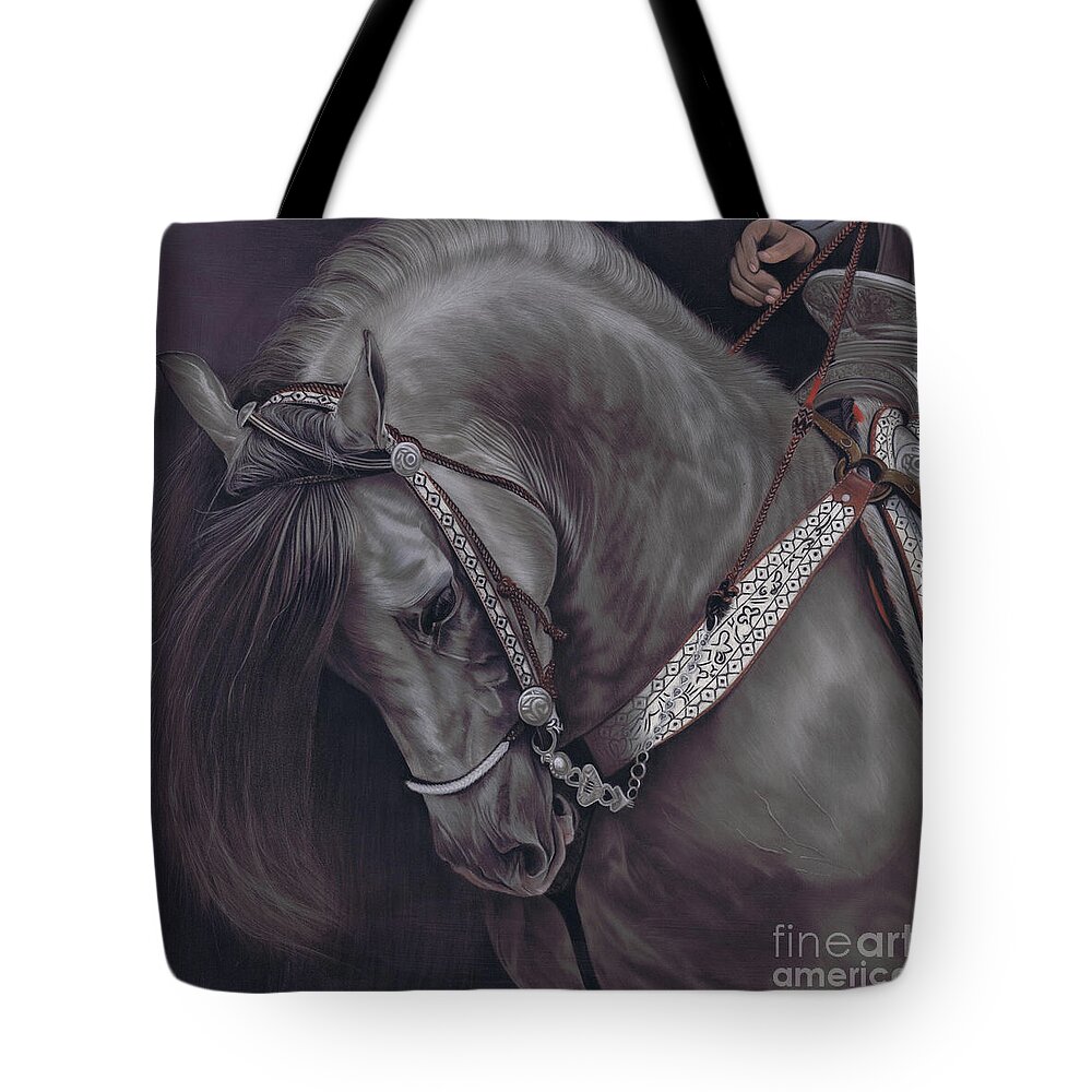 Horse Tote Bag featuring the pastel Spanish Horse by Karie-Ann Cooper