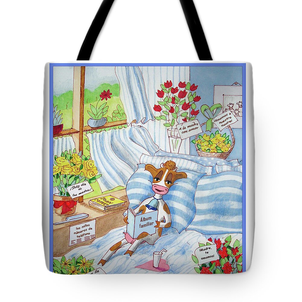 Dia De Las Madres Tote Bag featuring the drawing Spanish Moothers Day 2 by Joan Coffey