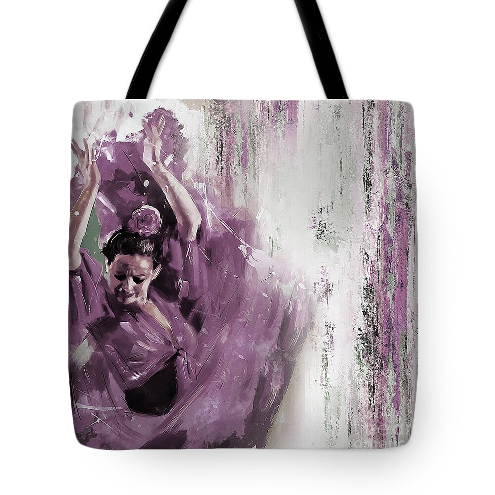 Jazz Tote Bag featuring the painting Spanish Woman dance by Gull G
