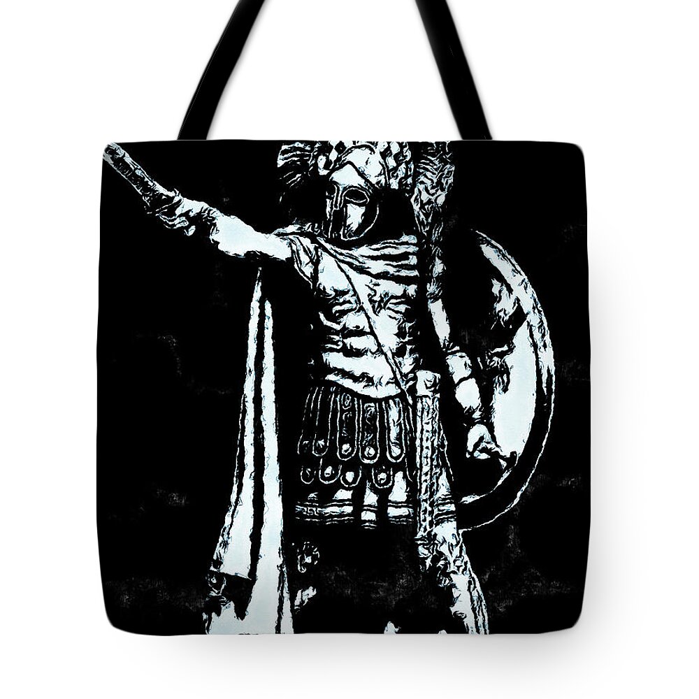 Spartan Warrior Tote Bag featuring the painting Spartan Hoplite - 19 by AM FineArtPrints