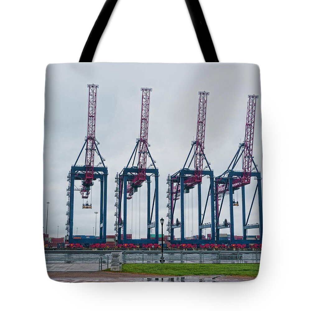 Container Crane Tote Bag featuring the photograph Speed Lifters by S Paul Sahm