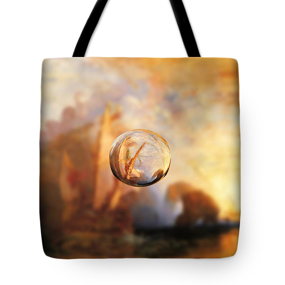 Abstract In The Living Room Tote Bag featuring the digital art Sphere 11 Turner by David Bridburg
