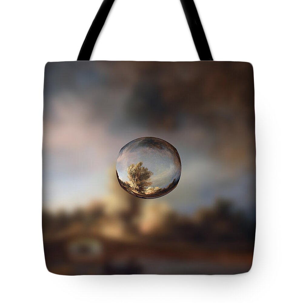 Abstract In The Living Room Tote Bag featuring the digital art Sphere 13 Rembrandt by David Bridburg