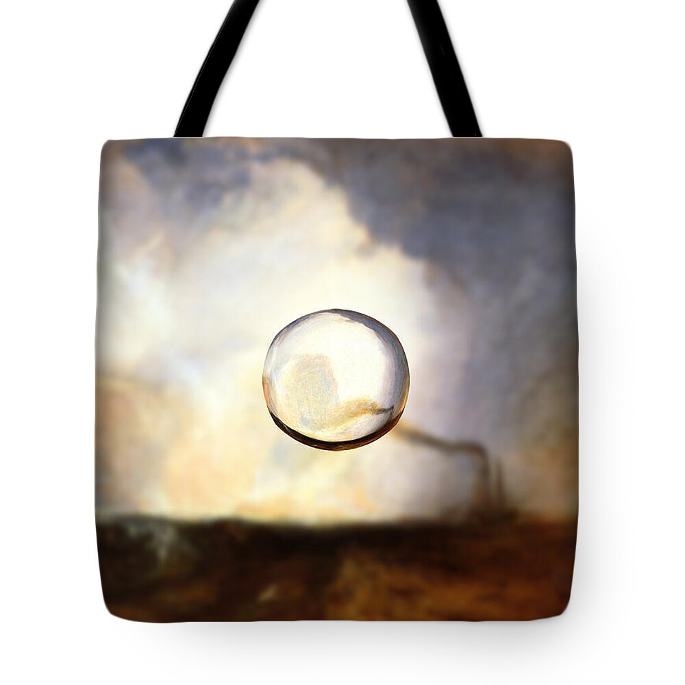 Abstract In The Living Room Tote Bag featuring the digital art Sphere I Turner by David Bridburg