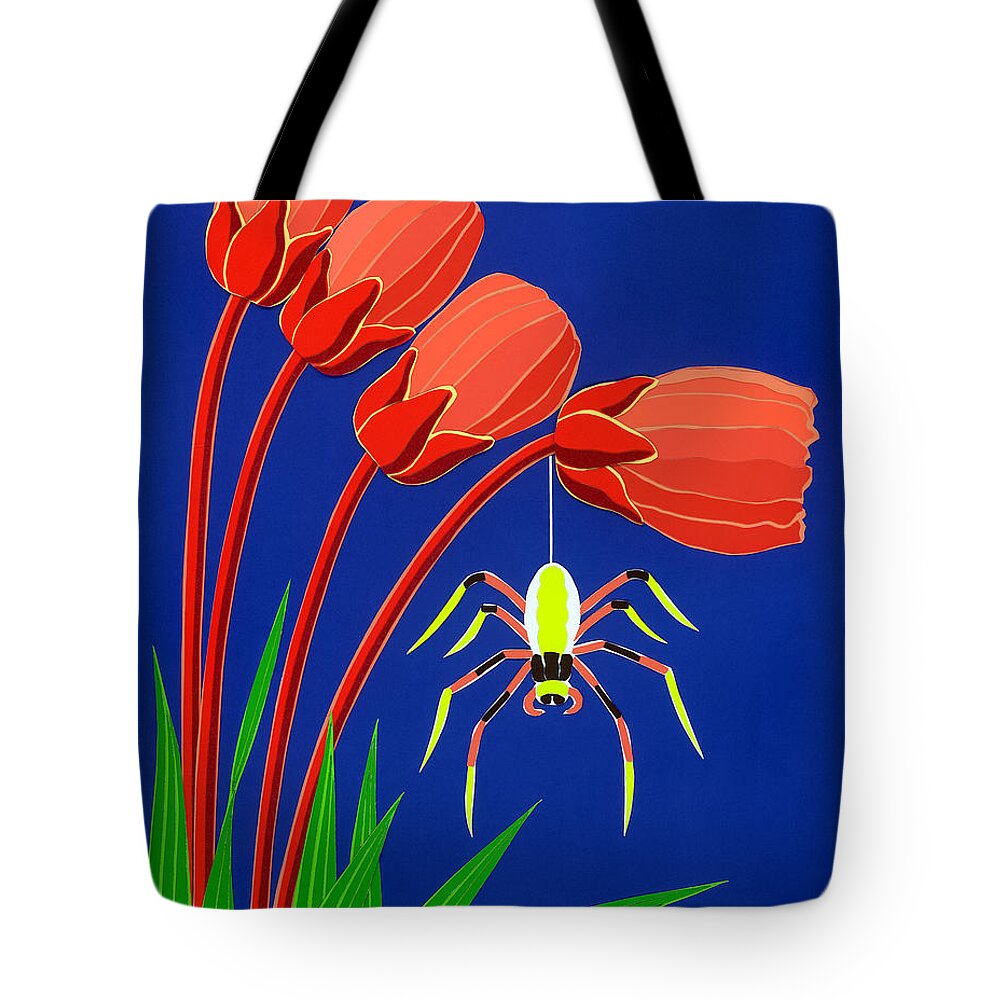 Nature Tote Bag featuring the drawing Spider by Lucyna A M Green