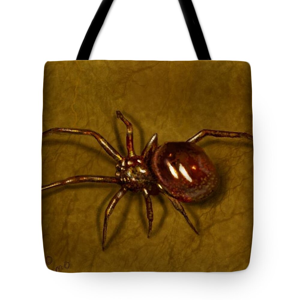 Spider Tote Bag featuring the digital art Spider Textures by Ellen Dawson