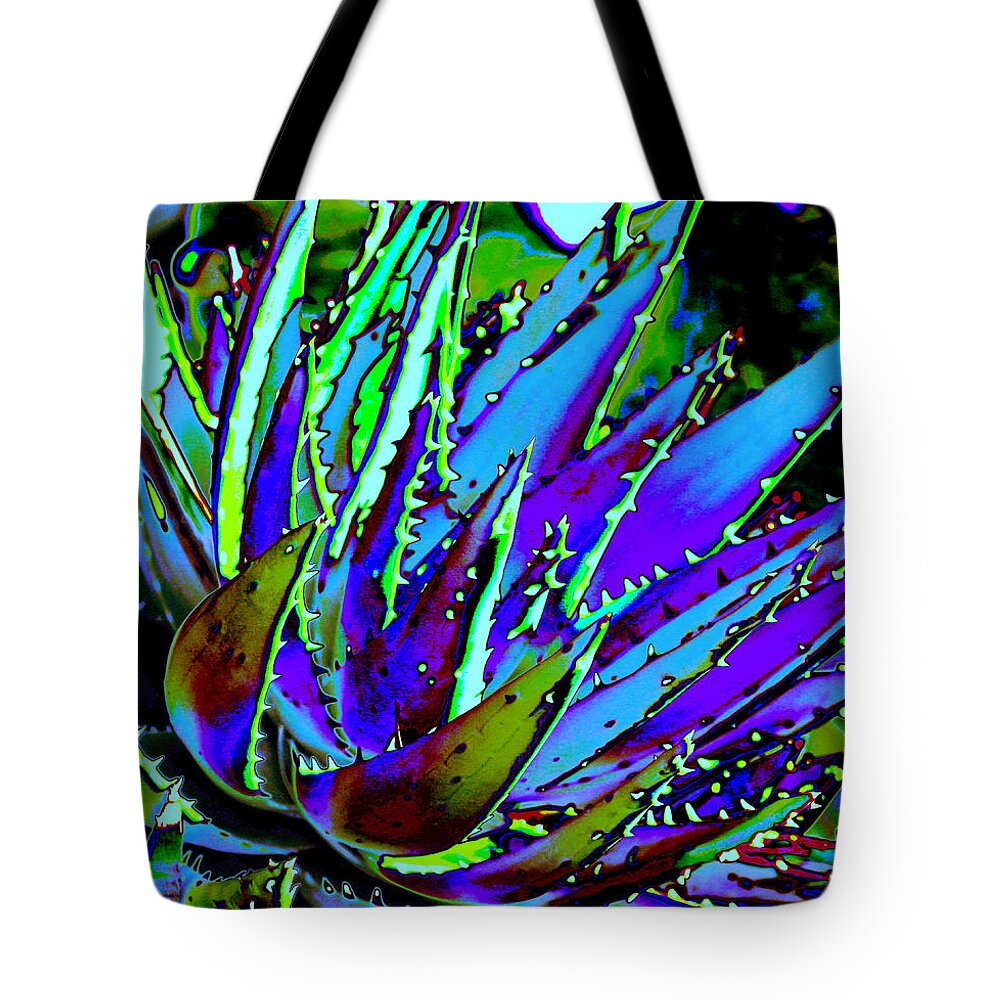 Cactus Tote Bag featuring the photograph Spiked Aloe Blue by M Diane Bonaparte