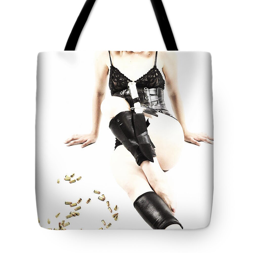 Fetish Photographs Tote Bag featuring the photograph Spilled ammo by Robert WK Clark