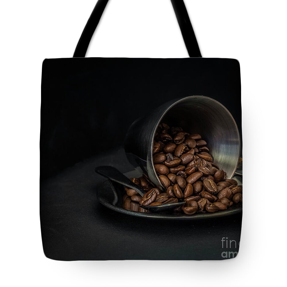 Coffee Tote Bag featuring the photograph Spilled beans by Agnes Caruso