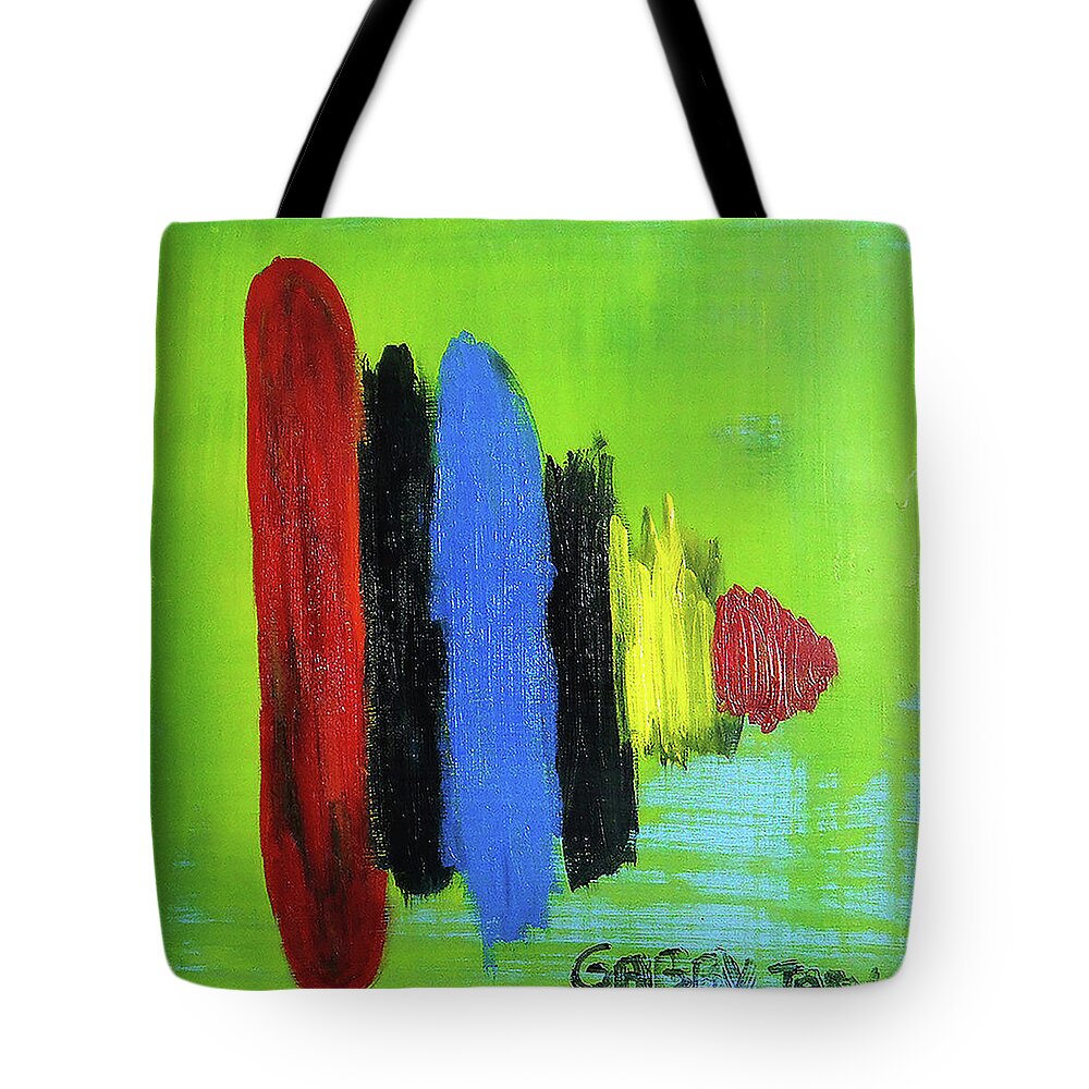 Green Tote Bag featuring the painting Spinner by Gabby Tary