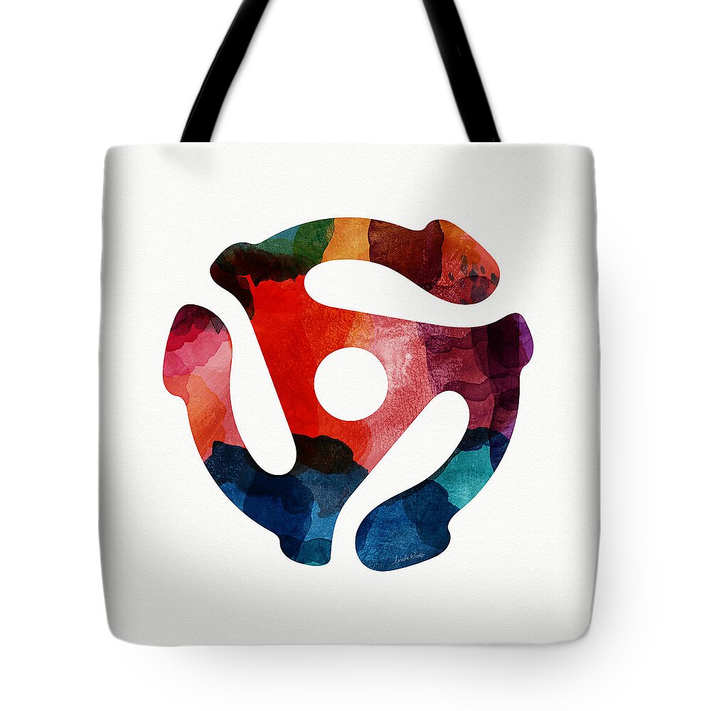 Music Tote Bag featuring the painting Spinning 45- Art by Linda Woods by Linda Woods