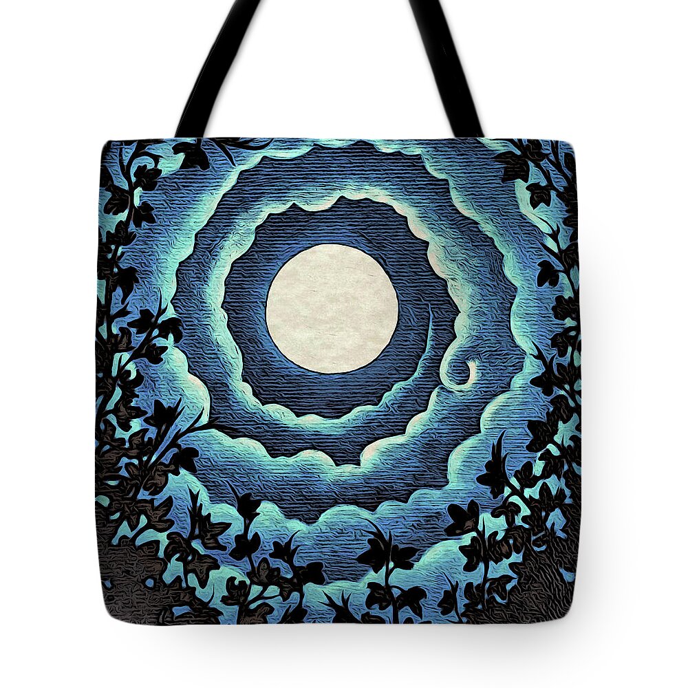 Night Tote Bag featuring the digital art Spiral Clouds by Paisley O'Farrell