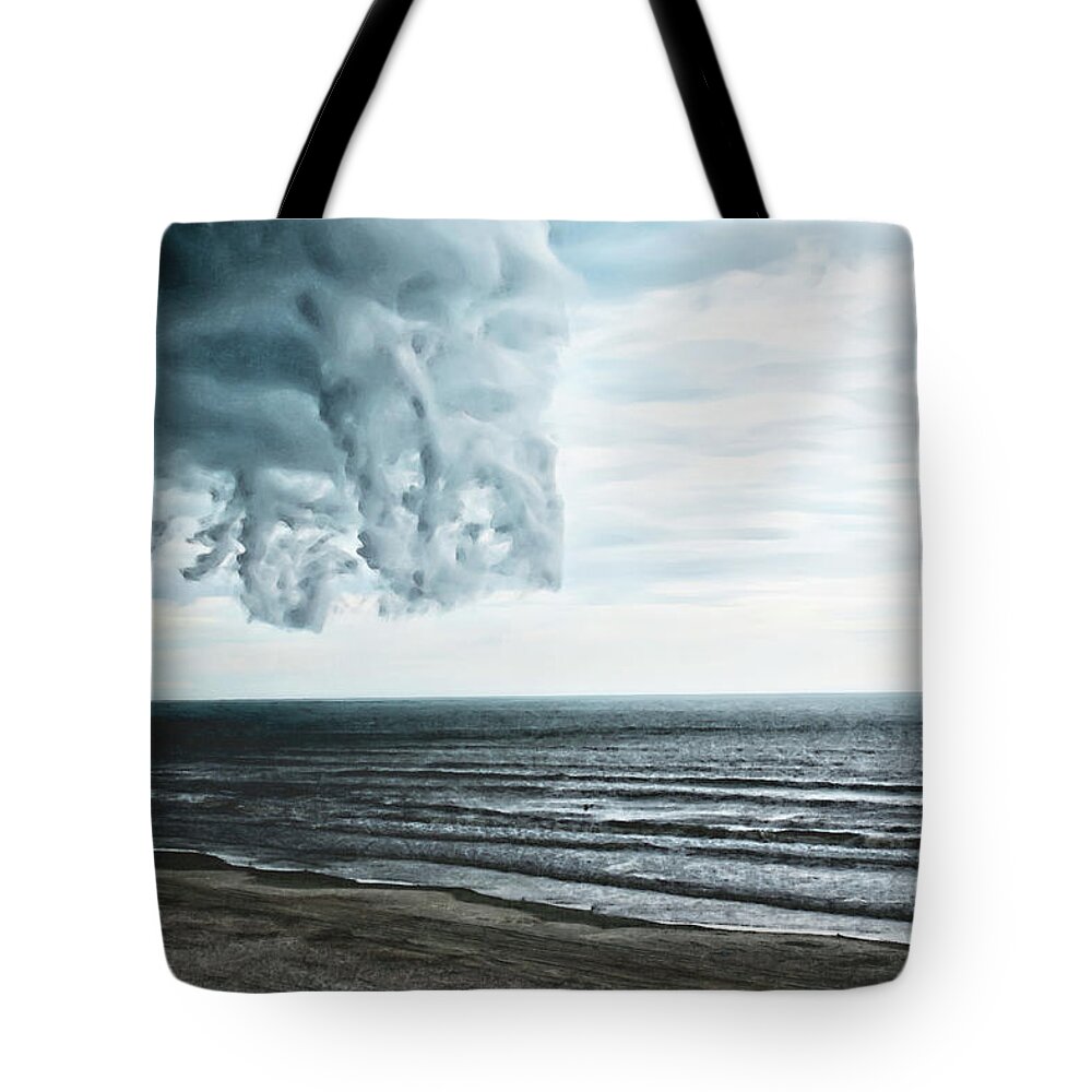 Storm Clouds Tote Bag featuring the photograph Spiraling Storm Clouds over Daytona Beach, Florida by Gina O'Brien