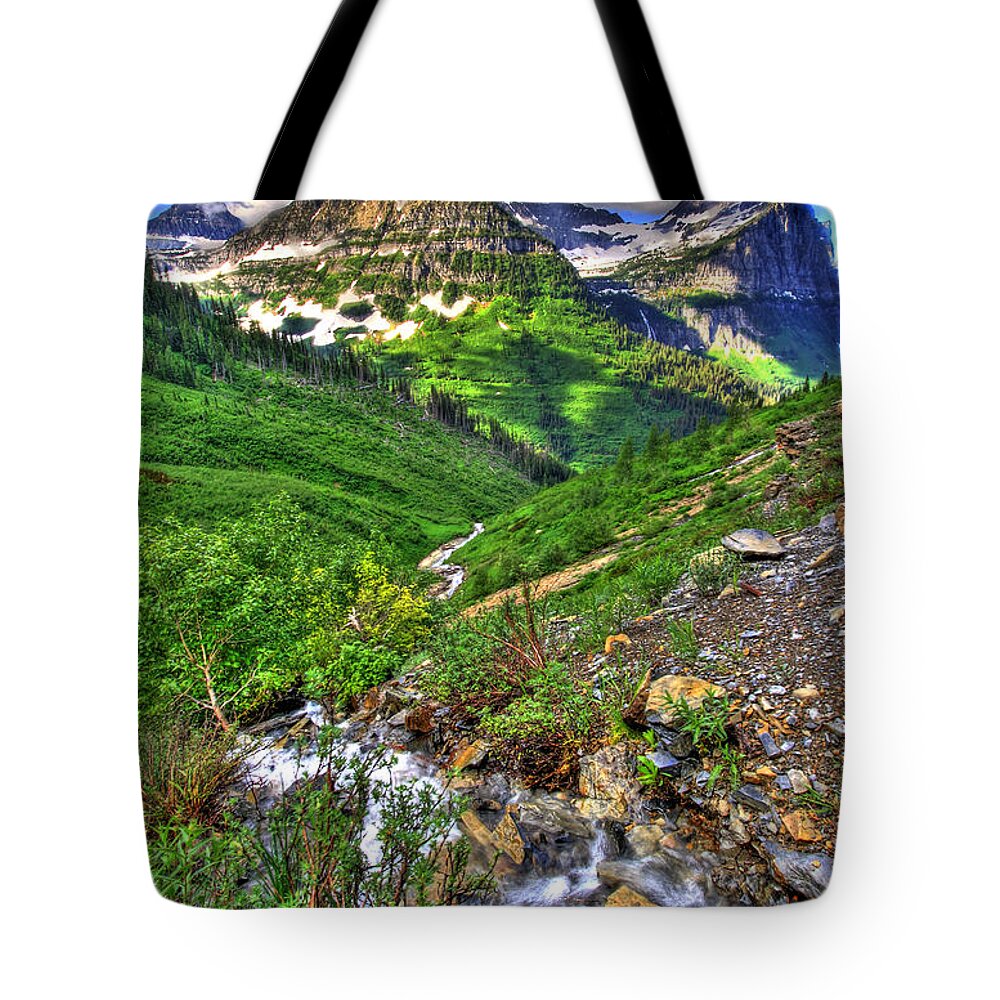 Landscape Tote Bag featuring the photograph Spires and Stream by Scott Mahon