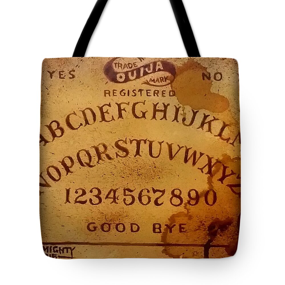 Ouija Board Tote Bag featuring the painting Spirit Board - Proto by Ryan Almighty