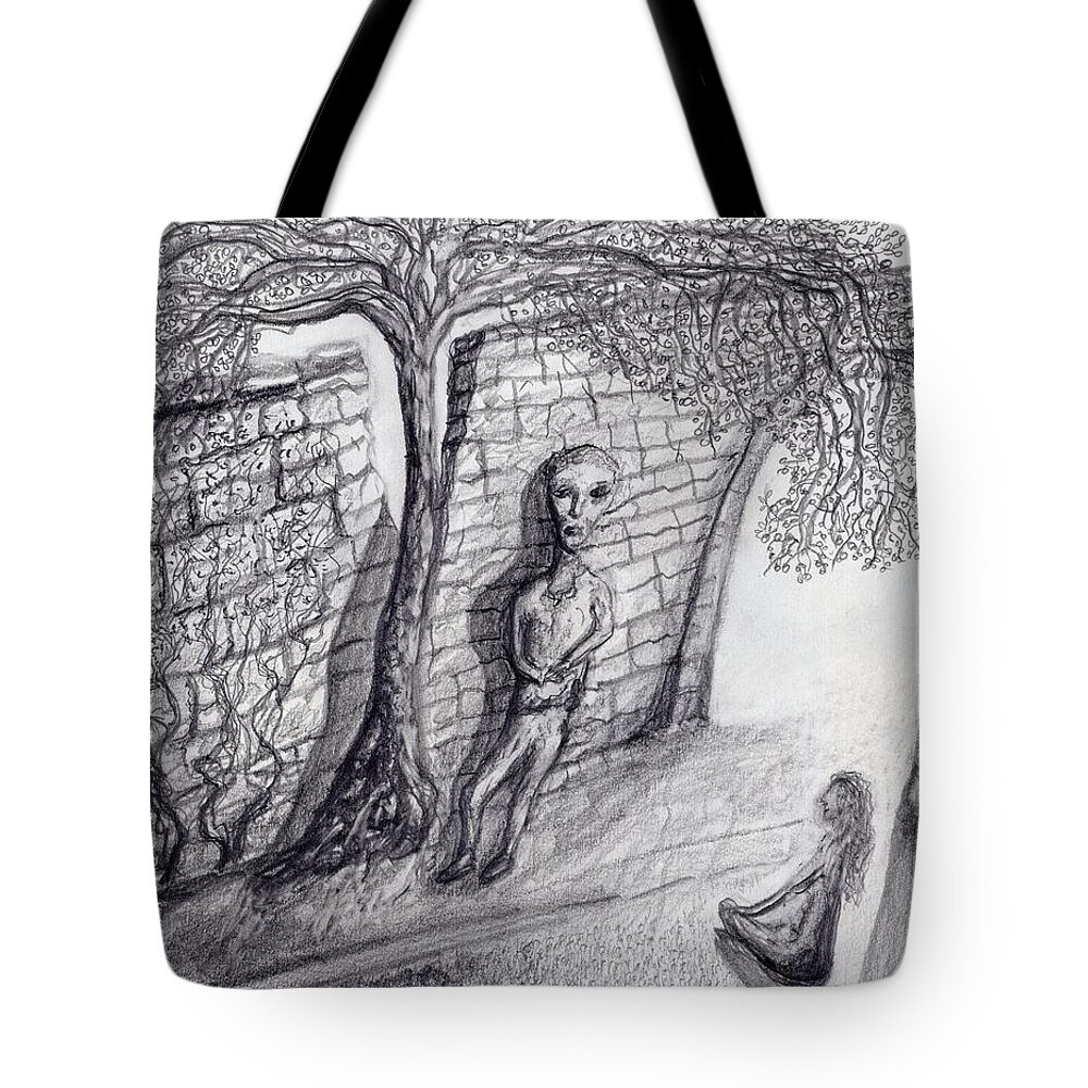 Spirit Tote Bag featuring the drawing Spirit Nearby by Jim Taylor