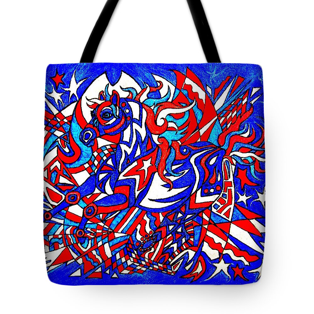 Horse Tote Bag featuring the mixed media Spirit Of Freedom by Yvonne Blasy
