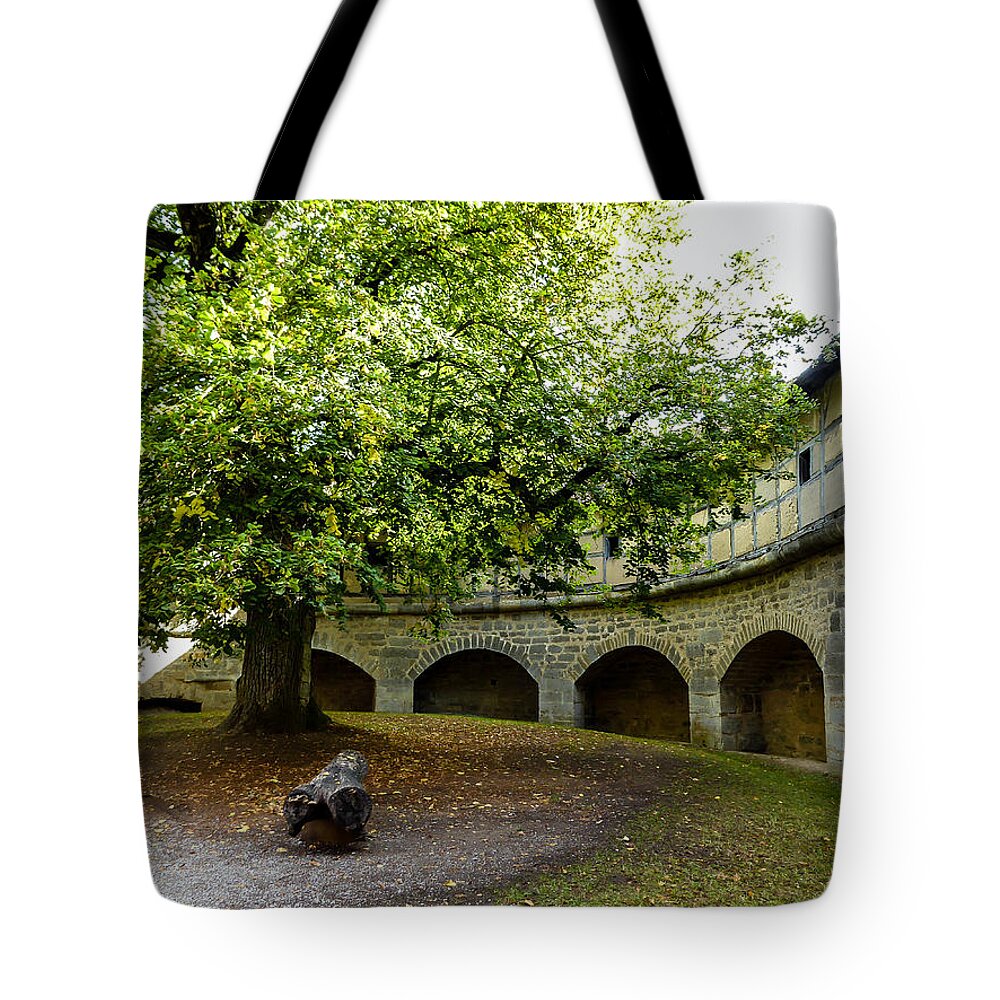 Spital Bastion Tote Bag featuring the photograph Spital Bastion Courtyard by Pamela Newcomb