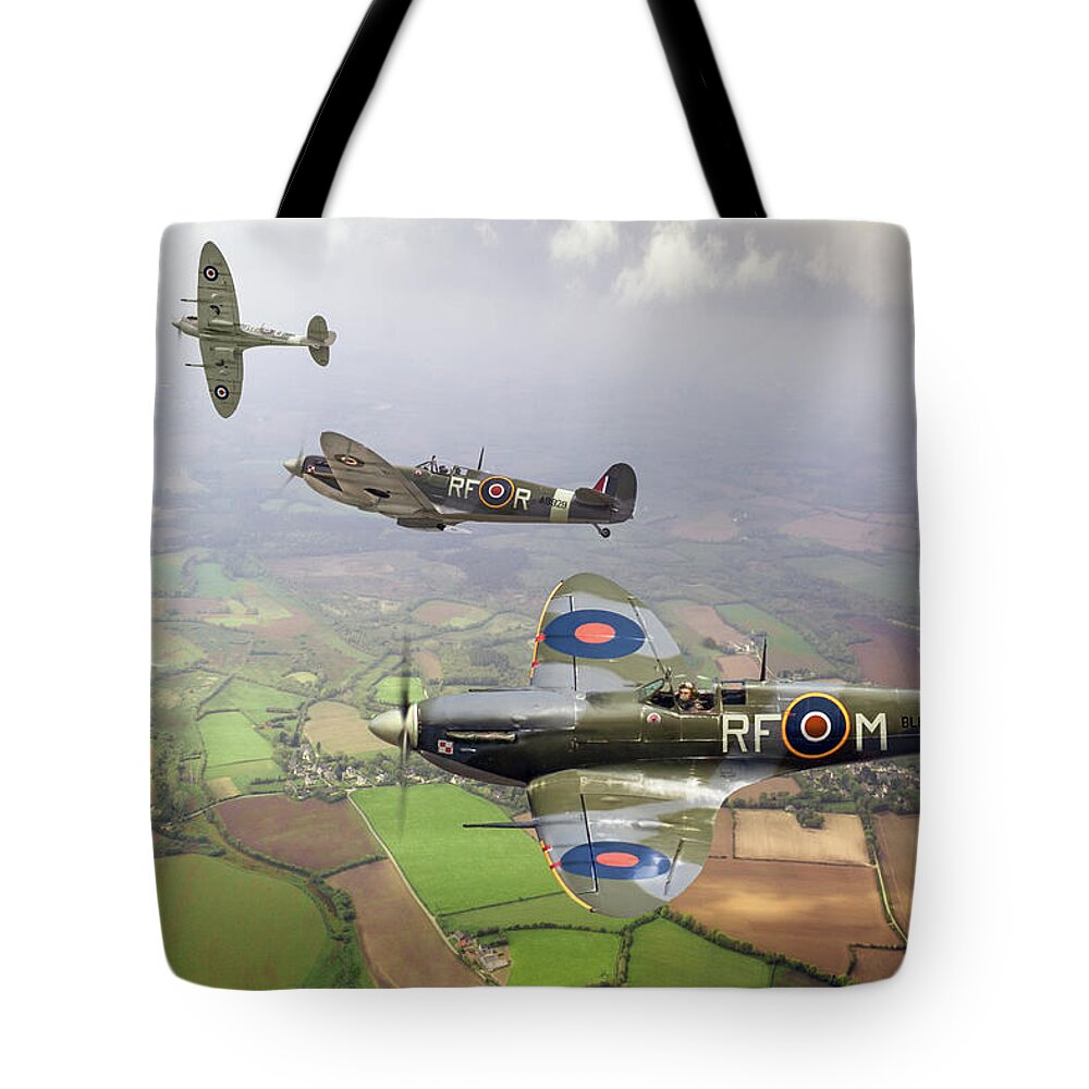 Spitfire Tote Bag featuring the photograph Spitfire sweep cropped by Gary Eason
