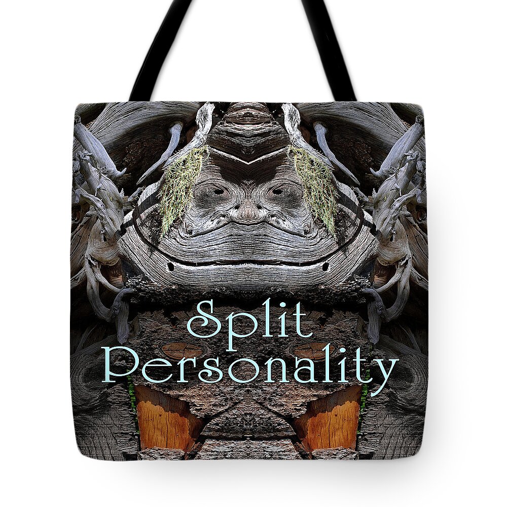Sign Tote Bag featuring the digital art Split Personality by Becky Titus