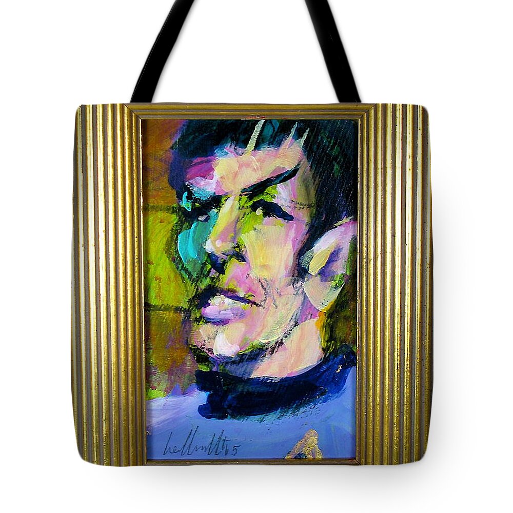 Mr. Spock Tote Bag featuring the painting Spock by Les Leffingwell