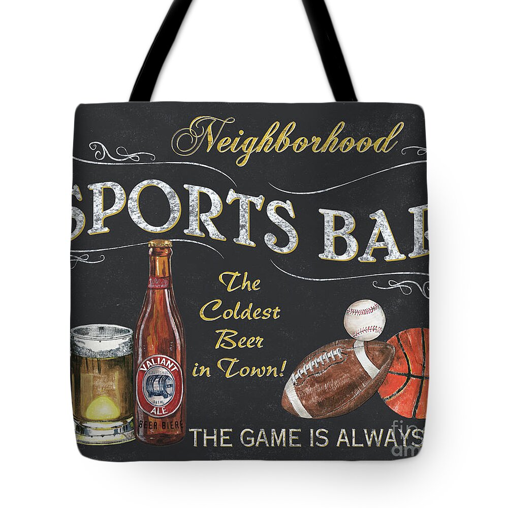 Sports Tote Bag featuring the painting Sports Bar by Debbie DeWitt
