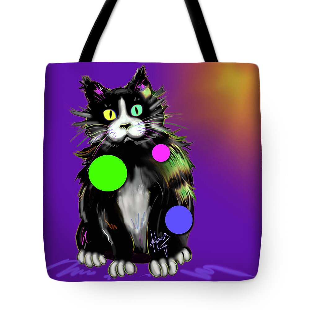 Dizzycats Tote Bag featuring the painting Spot DizzyCat by DC Langer
