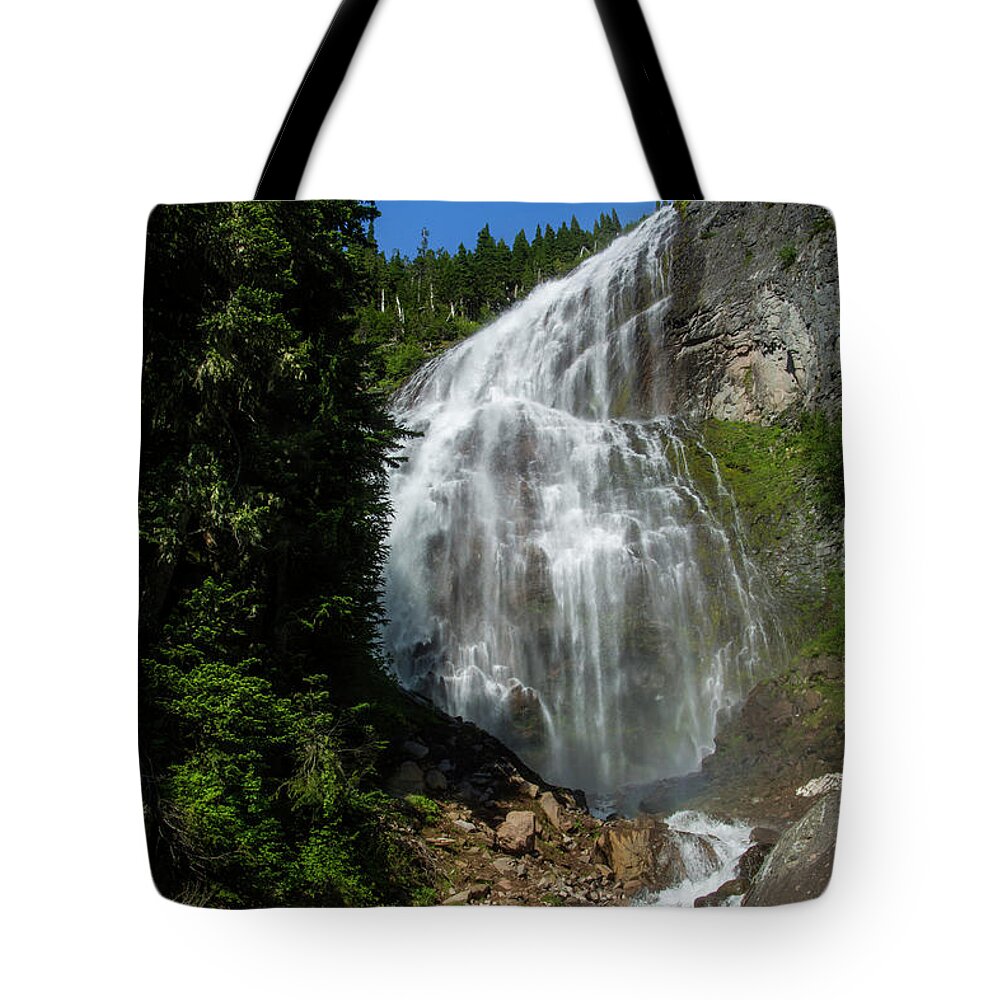 Majestic Tote Bag featuring the photograph Spray Falls by Pelo Blanco Photo