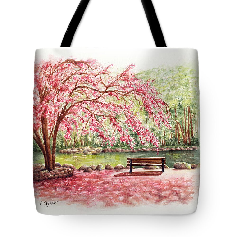 Lithia Park Tote Bag featuring the painting Spring at Lithia Park by Lori Taylor