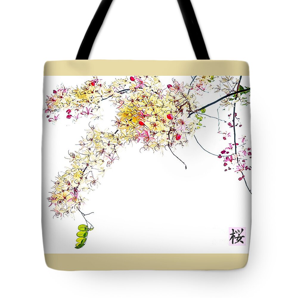Blossom Tote Bag featuring the digital art Spring Blossom by Ian Gledhill