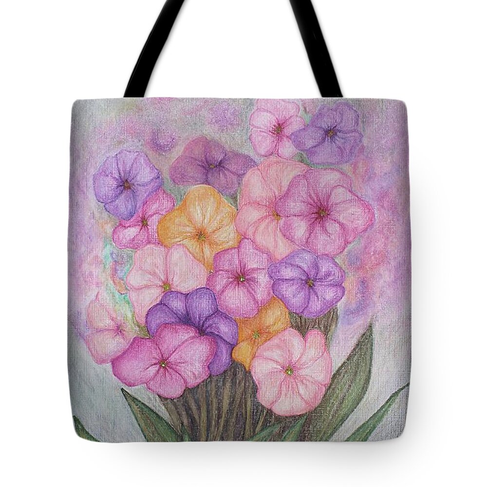 Flowers Tote Bag featuring the mixed media Spring Bouquet by Norma Duch