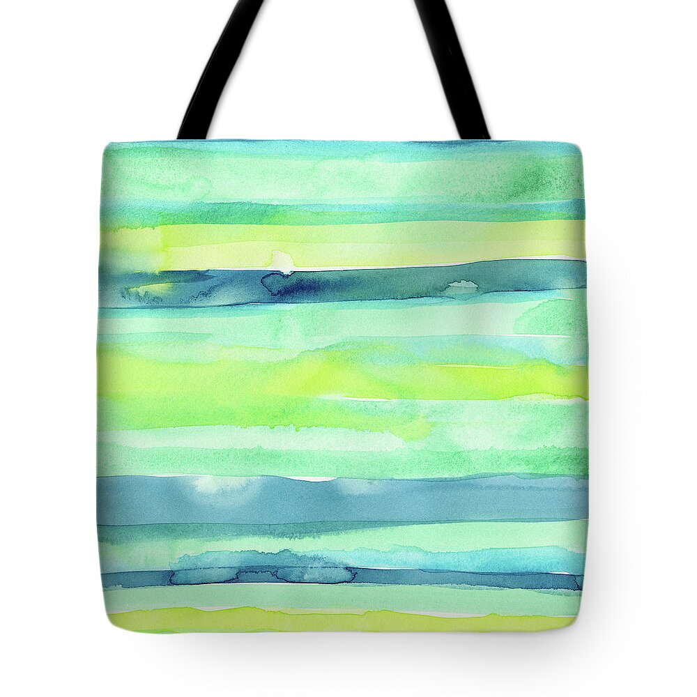 Pattern Tote Bag featuring the painting Spring Colors Pattern Horizontal Stripes by Olga Shvartsur