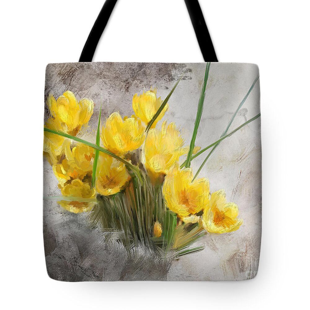 Flower Tote Bag featuring the digital art Spring Crocus by Jon Munson II
