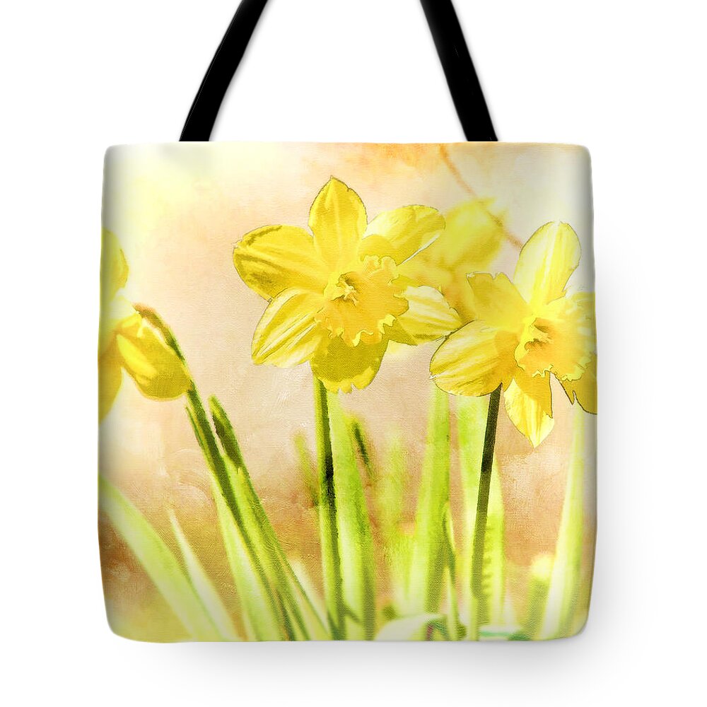 Yellow Tote Bag featuring the photograph Spring Daffodils by Eleanor Abramson