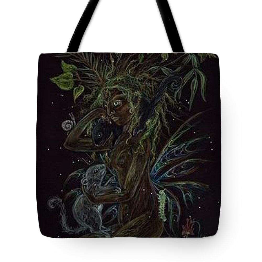Fairy Tote Bag featuring the drawing Spring Dryad by Dawn Fairies