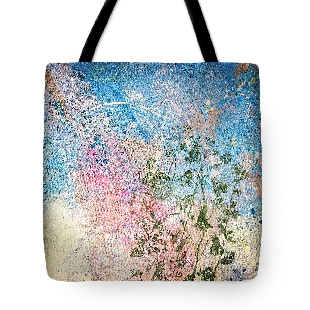 Clay Monoprint Tote Bag featuring the mixed media Spring Equinox by Susan Richards