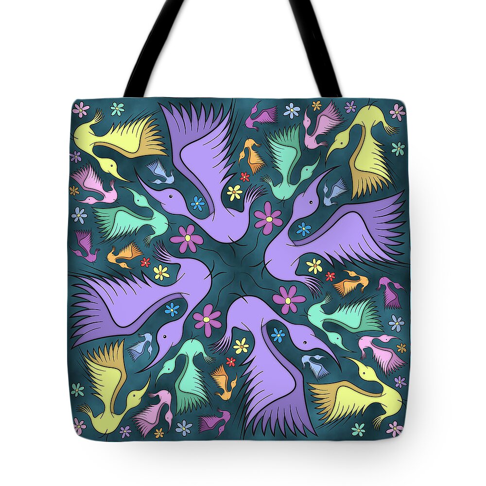 Enlightened Animals Tote Bag featuring the digital art Spring Fling by Becky Titus