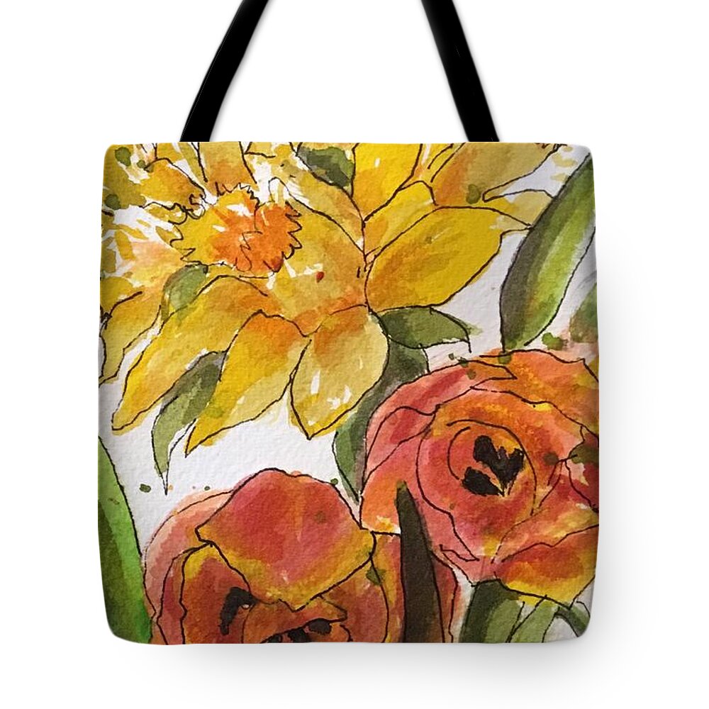 Nature Tote Bag featuring the painting Spring Fling by Cheryl Wallace