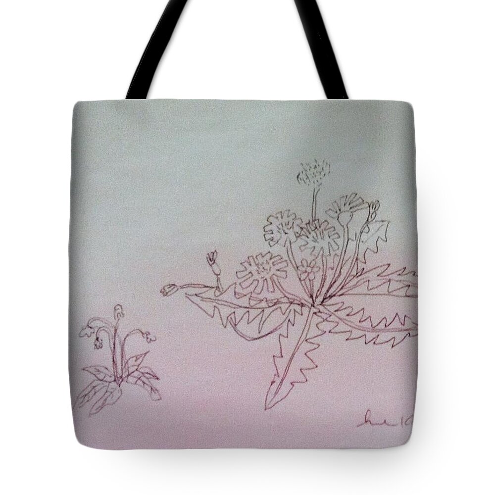 Flower Tote Bag featuring the drawing Spring flower by Hae Kim