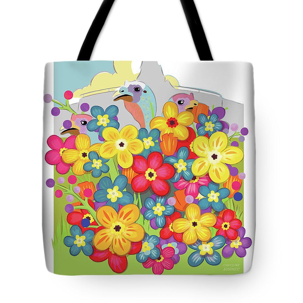 Brookline Turkeys Tote Bag featuring the digital art Spring Flowers by Caroline Barnes