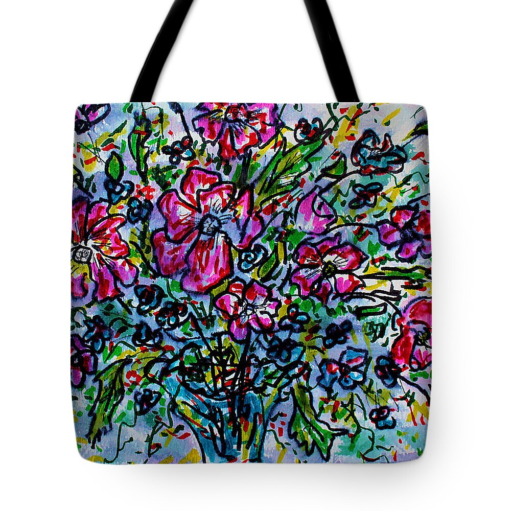 Fresh Flowers Tote Bag featuring the painting Spring Flowers by Leonard Holland