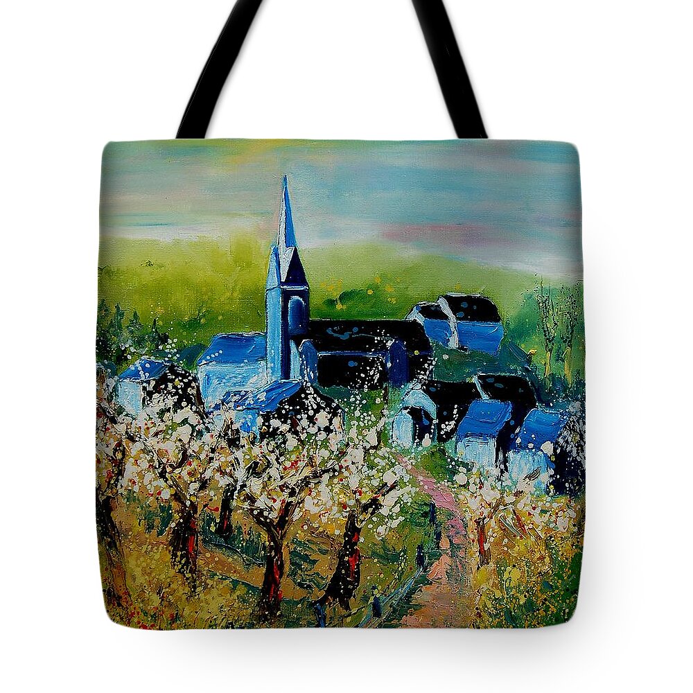 Spring Tote Bag featuring the painting Spring in redu by Pol Ledent